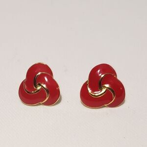 Red and Gold Knot pierced earrings